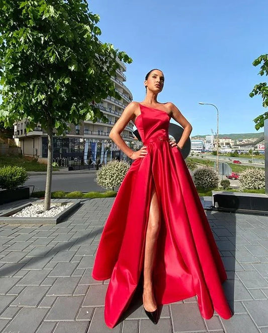 Formal Women's Dresses Charming A Line Strapless Red Long Prom/Evening Party Dress / Prom Dress Shop