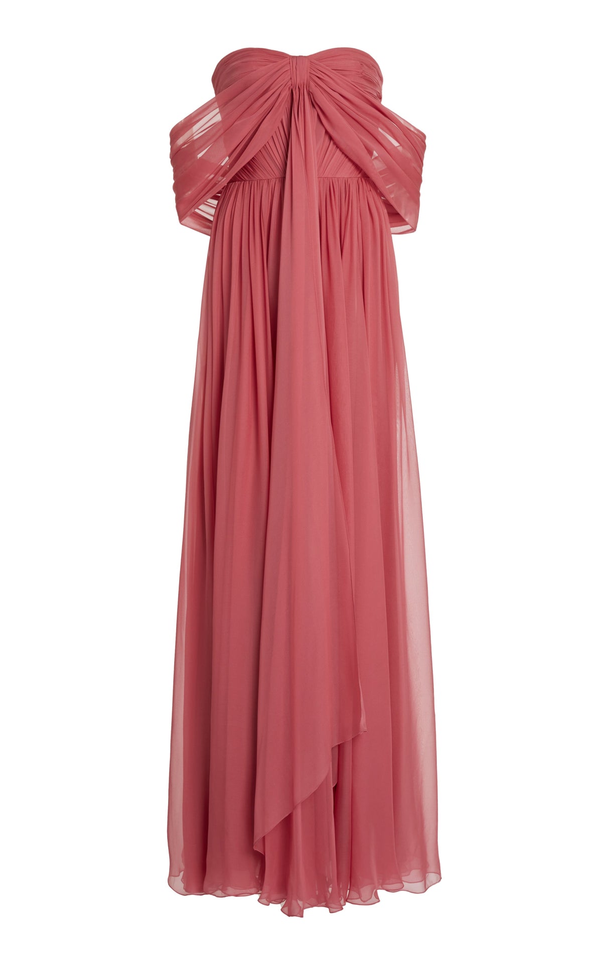 Formal Women's Dresses Dusty Rose Off-The-Shoulder Sleeveless Chiffon With Side Slit Maxi Prom Dress
