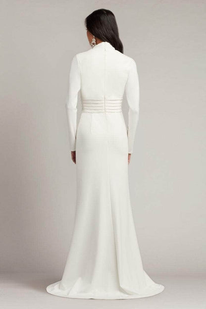 Formal Women's Dresses Handmade Long Sleeve Pleated V Neck Bridal Gown Dress With Slit Prom Dress Formal Dresses Prom Dresses Stores