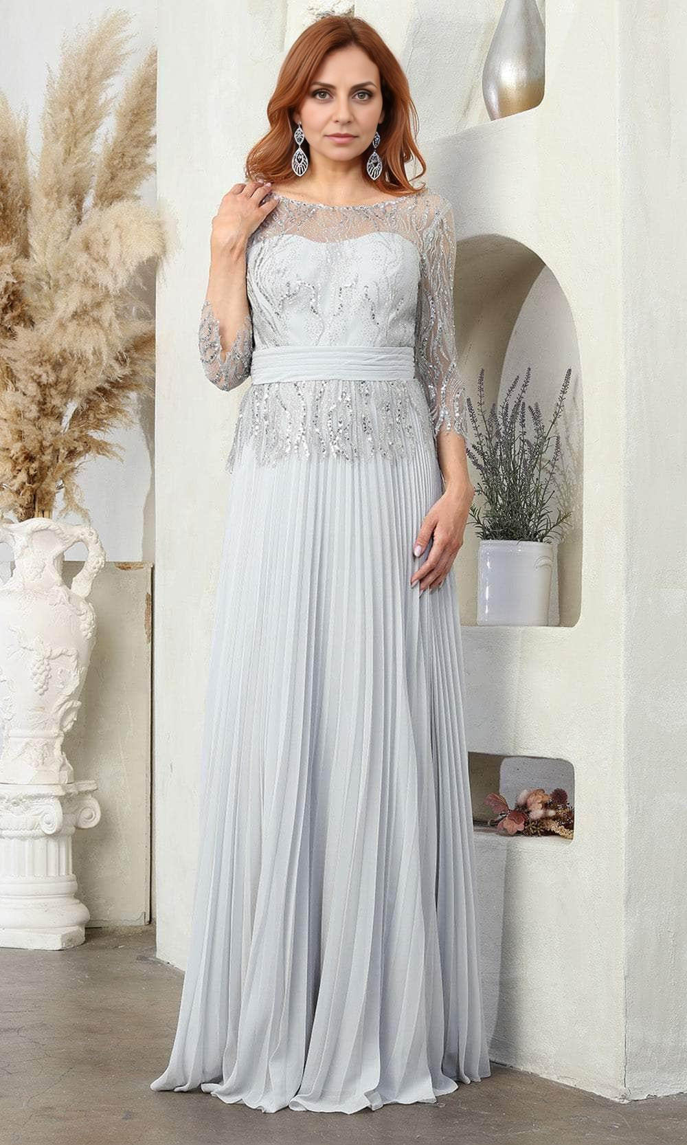 Formal Women's Dresses Handmade Quarter Sleeve Lace Applique Evening Dress Mother of the Bride Dress Formal Dresses Prom Dresses Stores
