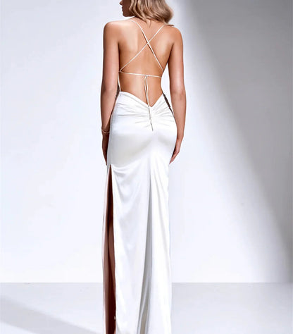 Formal Women's Dresses Sheath/Column Spaghetti Straps Sleeveless Floor-Length Long Evening Dresses with Split Side Prom Dress Prom Dress Shops