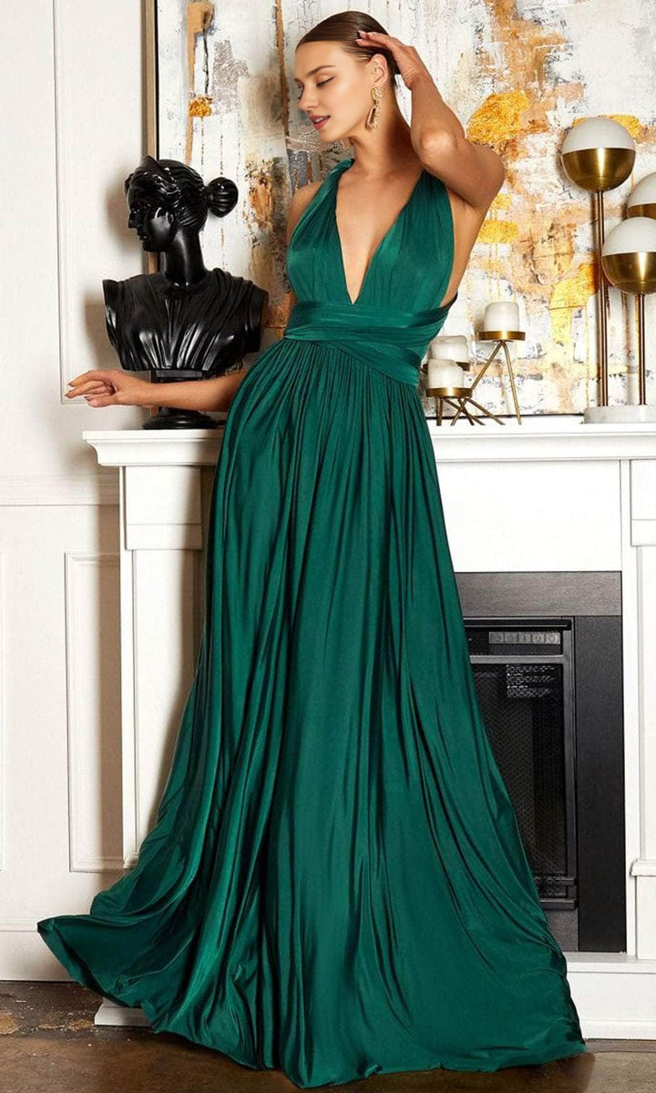Formal Women's Dresses/ Sleeveless Ruched V-Neck Evening Dress A-Line Open Back Prom Dress/ Prom Dress In Store