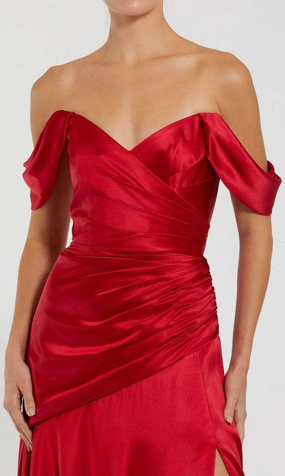 Formal Women's Dresses/ Sweetheart Off-Shoulder Ruched Detail Sheath High Slit Prom Dress/ Dress For Formal