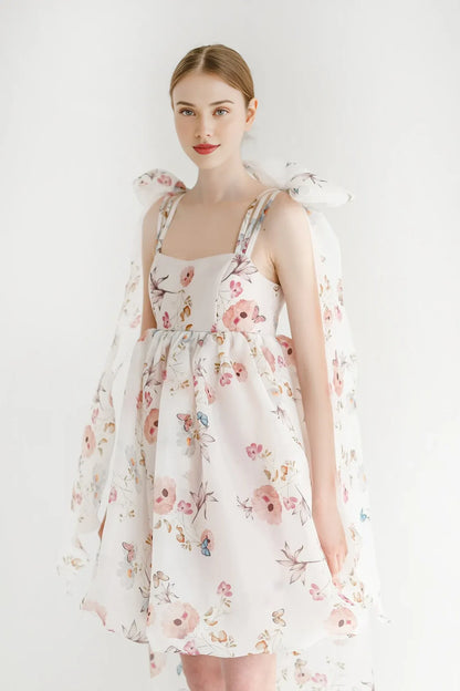 Garden Naked Shoulder A-line Tea Length Short Wedding Lace Up Prom Party Dress