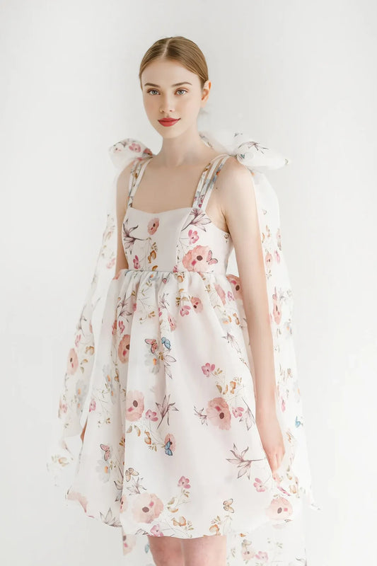 Garden Naked Shoulder A-line Tea Length Short Wedding Lace Up Prom Party Dress