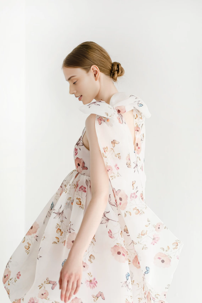 Garden Naked Shoulder A-line Tea Length Short Wedding Lace Up Prom Party Dress