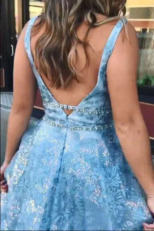 Glamorous A-Line V Neck Sleeveless Tulle Maxi Prom Dress