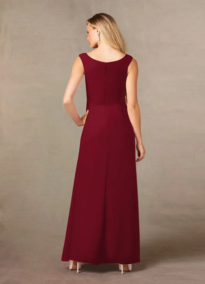 Glamorous A-Line Scoop Neck Sleeveless Back Zip Floor-Length Mother of the Bride Dress