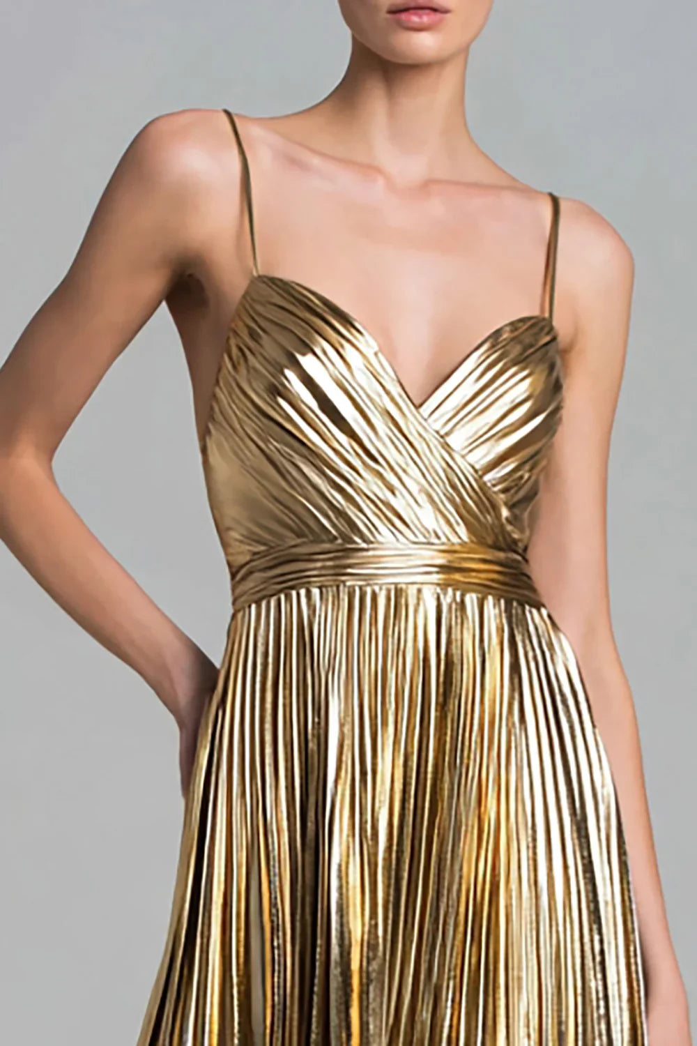 Glamorous A-Line Sweetheart Sleeveless Metallic Ankle Length Prom Dress