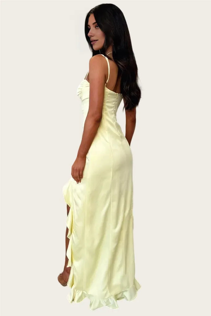 Glamorous Mermaid/Trumpet Spaghetti Straps Sleeveless Satin Floor-Length Prom Dress