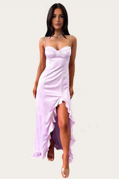 Glamorous Mermaid/Trumpet Spaghetti Straps Sleeveless Satin Floor-Length Prom Dress