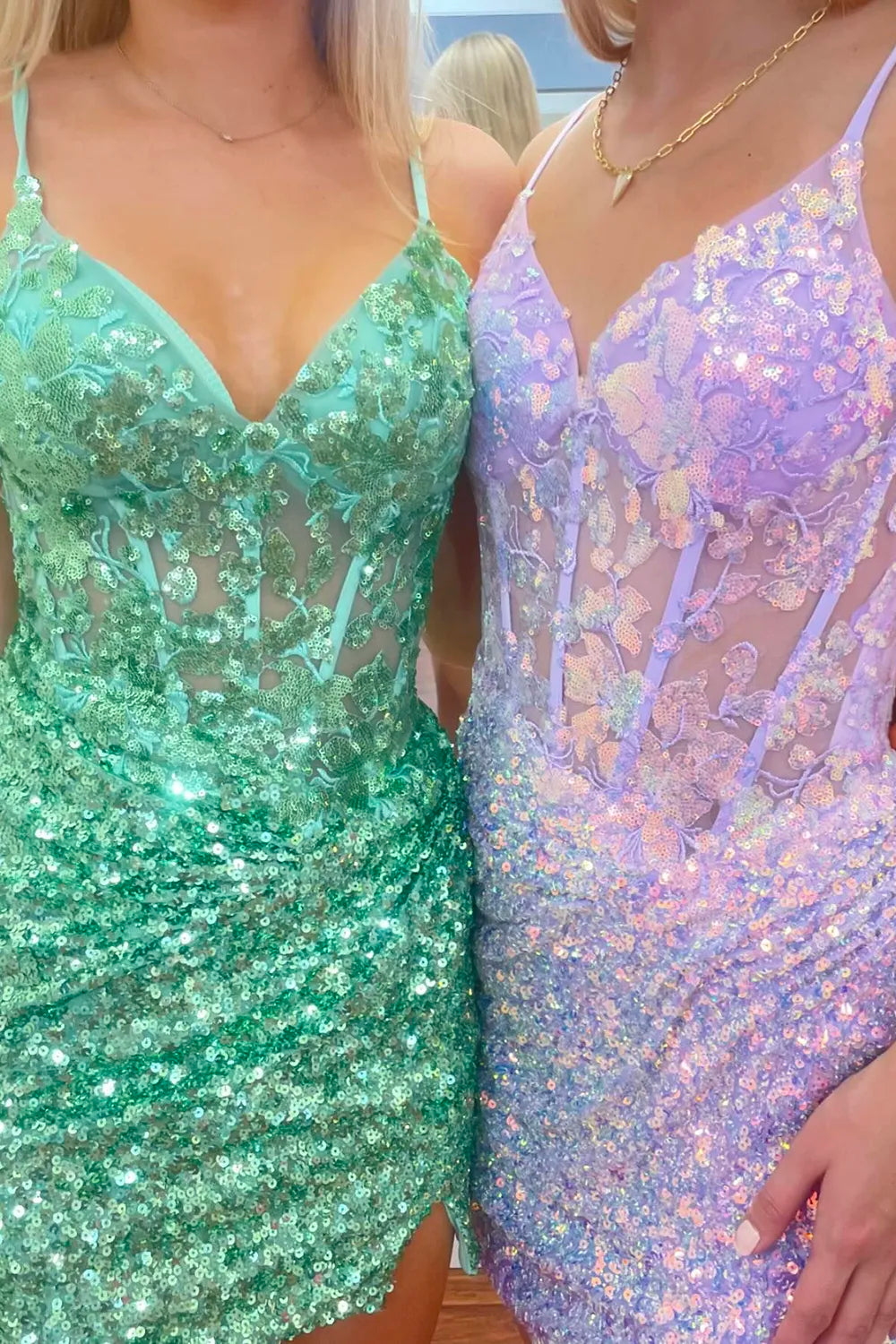 Glitter Sequin Bodycon Spaghetti Straps Homecoming Dress