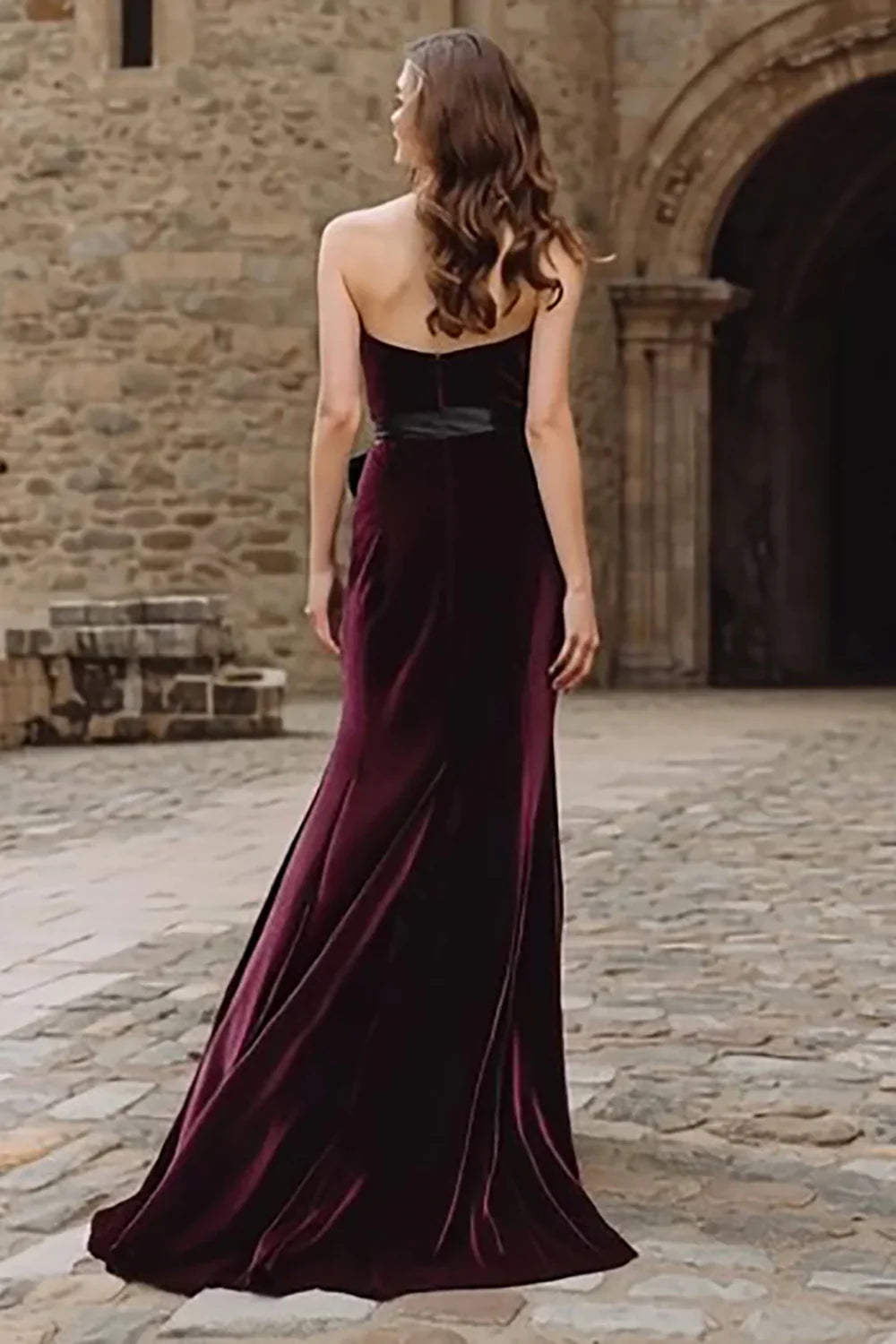 Gorgeous A-Line Strapless Sleeveless Backless Sweep/Brush Train Prom Dress