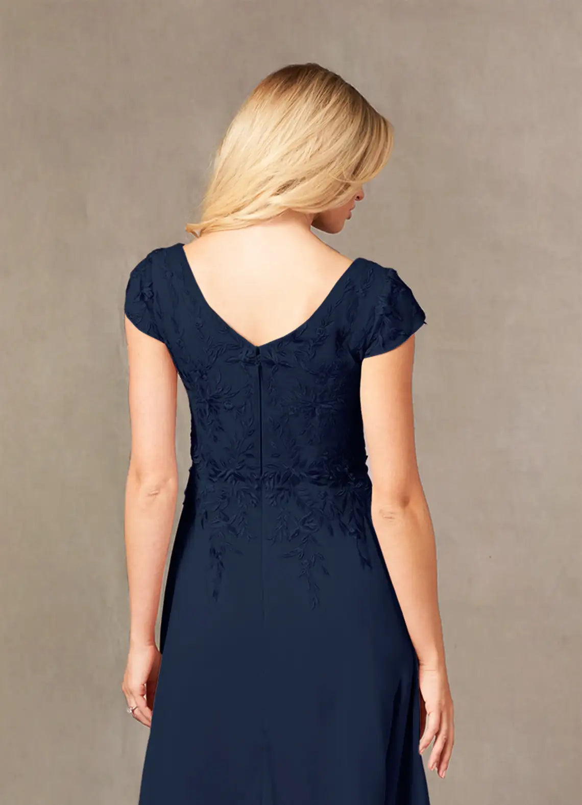 Gorgeous A-Line V Neck Cap Sleeve Back Zip Floor-Length Mother of the Bride Dress