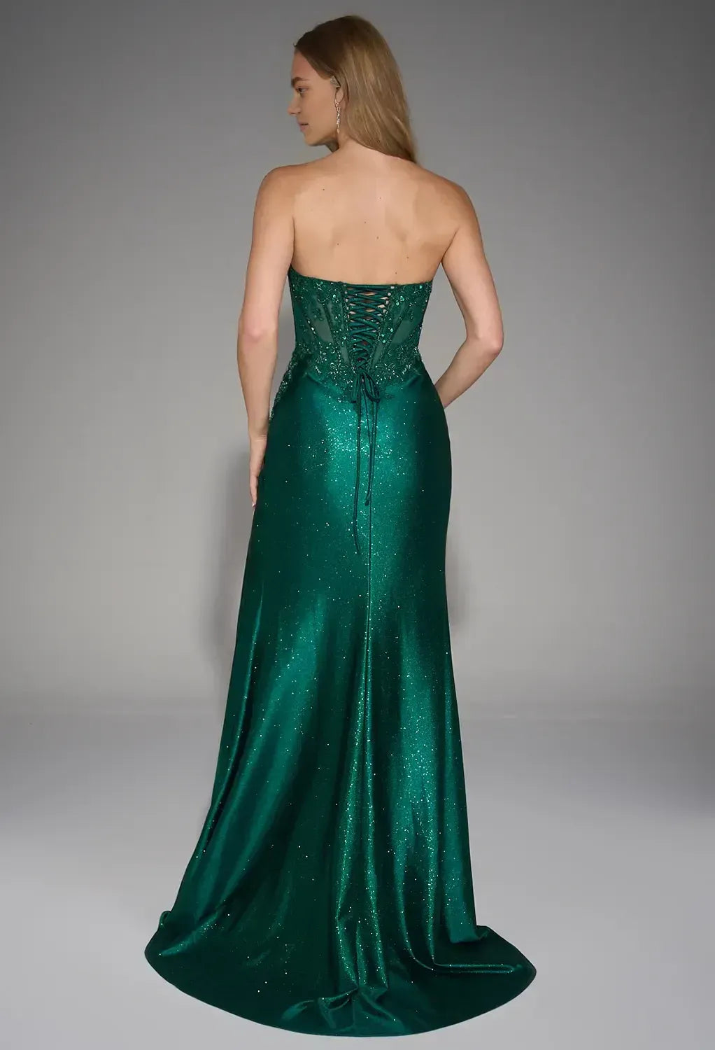 Gorgeous Mermaid U Neck Sleeveless Slit Sequins Glitter Floor Length Prom Dress
