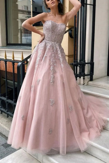 Gorgeous A Line Sweetheart Long Prom Dress with Appliques
