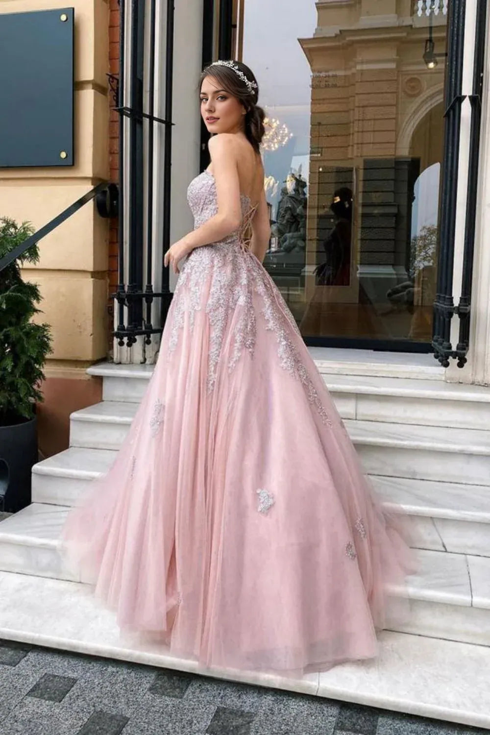 Gorgeous A Line Sweetheart Long Prom Dress with Appliques