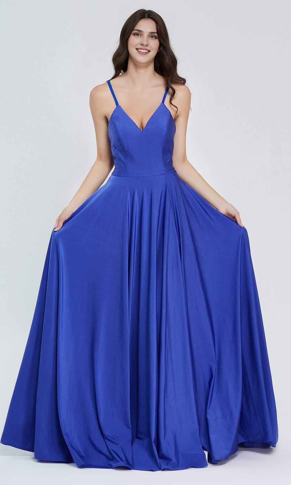 Gowns Evening Dresses/ Deep V-Neck Sleeveless Lace Up Back Satin A-Line With High Slit Prom Dress/ Evening Dresses/ Formal Women's Dresses/ Prom Dress Shops