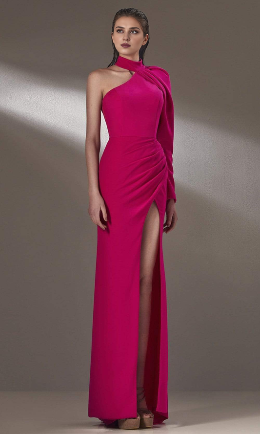 Gowns Evening Dresses/ One Shoulder Long Sleeves High Neck Sheath Prom Dress/ Evening Dresses/ Formal Women's Dresses/ Prom Dress Shops