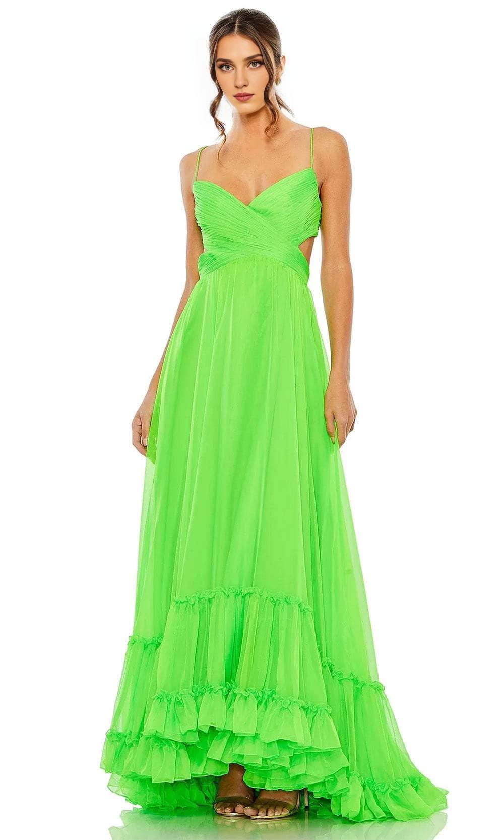 Gowns Evening Dresses/ Sleeveless A-Line Sleeveless Spaghetti Straps Side and Back Cut-Out Ruffled Hem Prom Dress/ Evening Dresses/ Formal Women's Dresses/ Prom Dress Shops