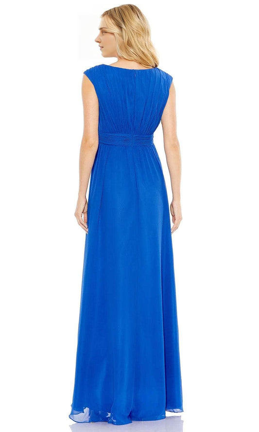 Gowns Evening Dresses/ Pleated Bodice Cap Sleeve High Slit Floor Length Prom Dress/ Evening Dresses/ Formal Women's Dresses/ Prom Dress Shops