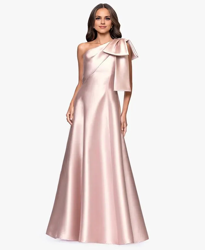 Graceful A-Line One Shoulder Sleeveless Pleated Satin Floor-Length Prom Dress