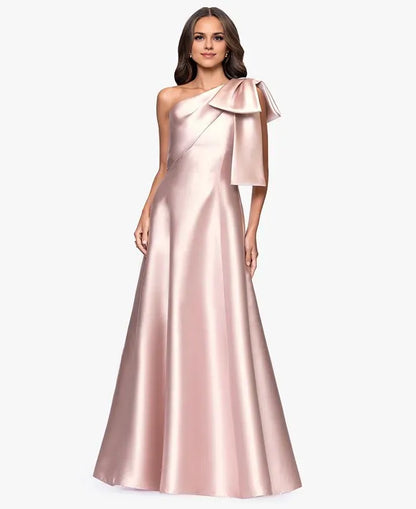 Graceful A-Line One Shoulder Sleeveless Pleated Satin Floor-Length Prom Dress