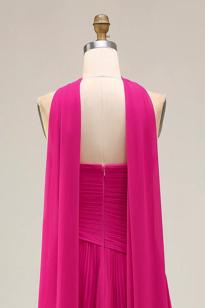 Graceful A Line Strapless Sleeveless Tulle Pleated Floor-Length Prom Dress