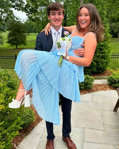 Graceful Off The Shoulder Sleeveless A-Line Tiered Chiffon Floor Length Party Dress