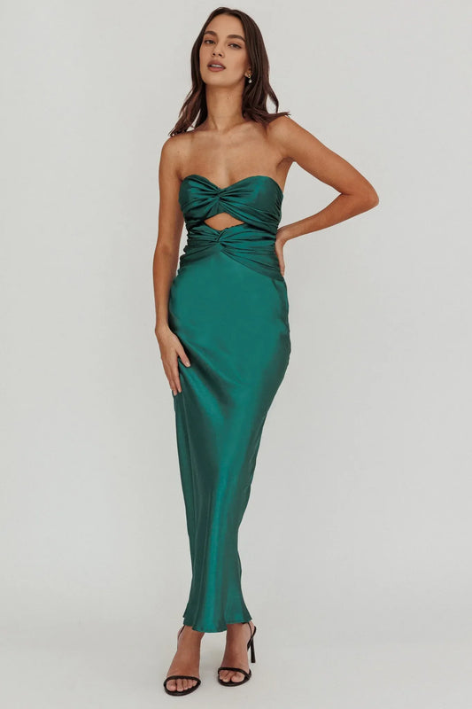 Dress Double Twist Maxi Dress Steel Blue Off the Shoulder Lace Up Ankle-Length Prom Dress