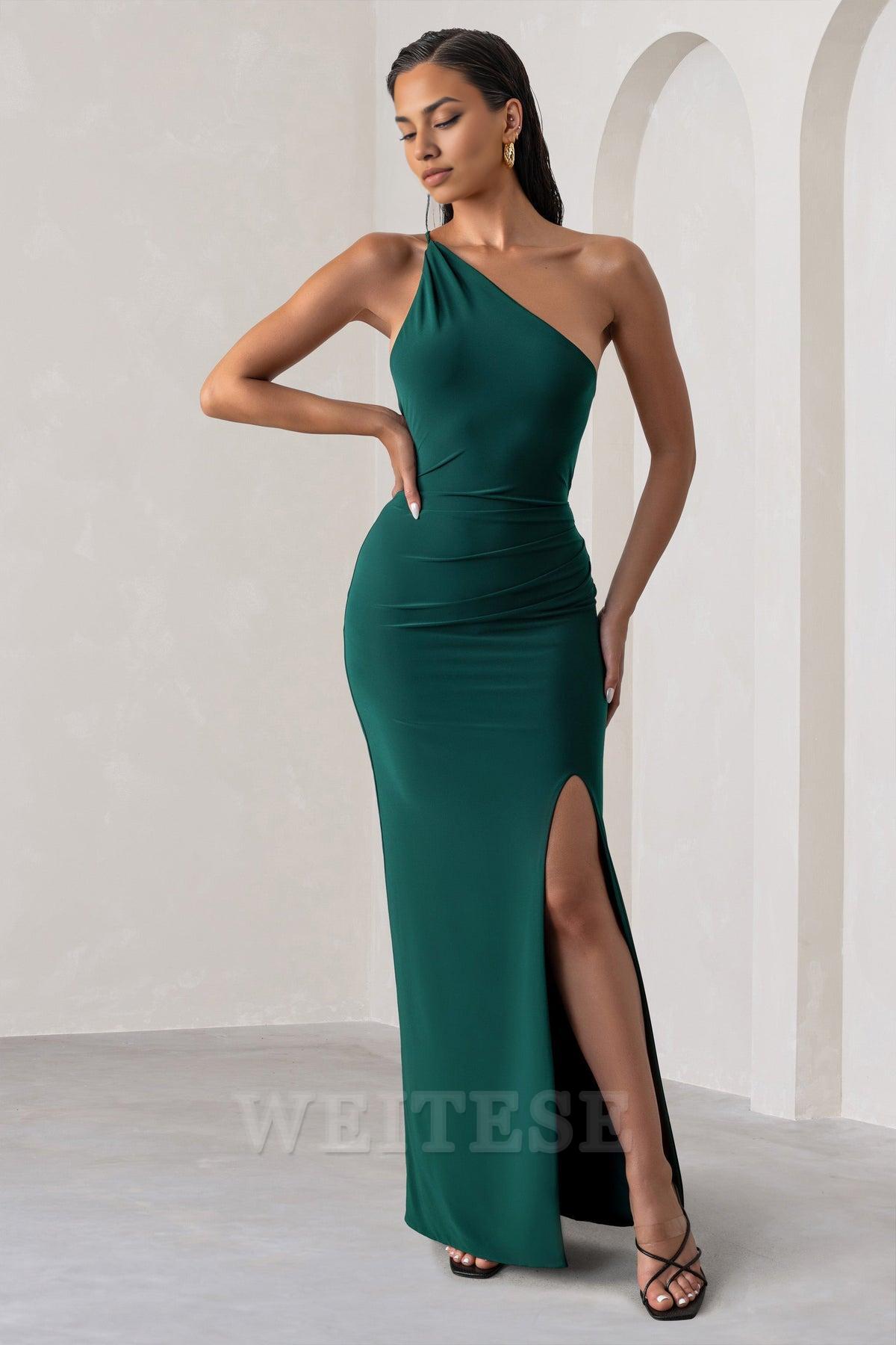 Dress Lemon One Shoulder Maxi Dress With Open Back Detail Prom Dress Sheath Floor Length Simple Bridesmaid Dress