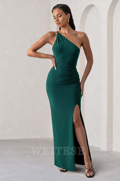 Dress Lemon One Shoulder Maxi Dress With Open Back Detail Prom Dress Sheath Floor Length Simple Bridesmaid Dress