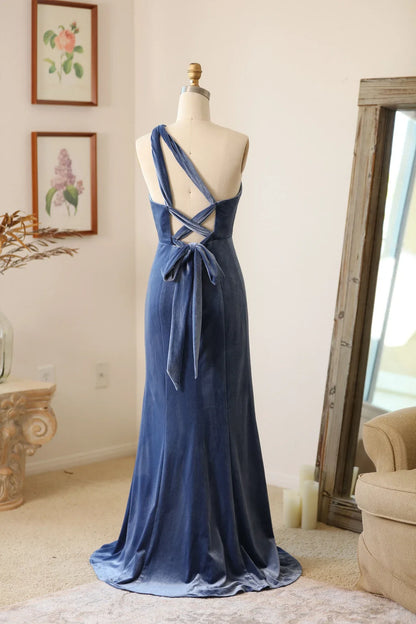 Handmade Velvet Halter Bridesmaid Dress With Slit And Free Multiple Style Long Maxi Formal Gown
