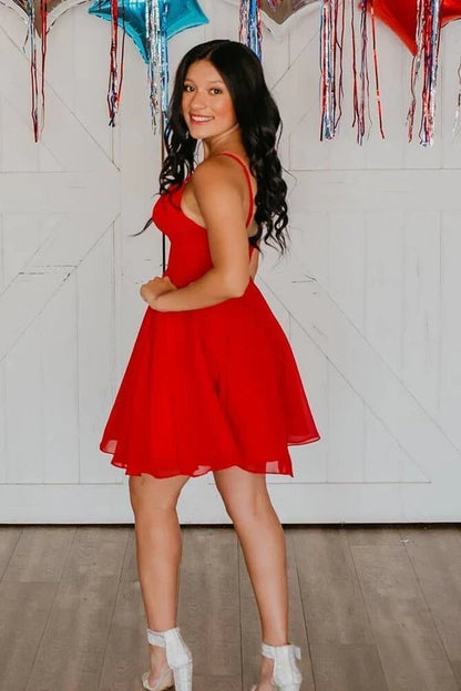 A-line Straps Chiffon Homecoming Dress