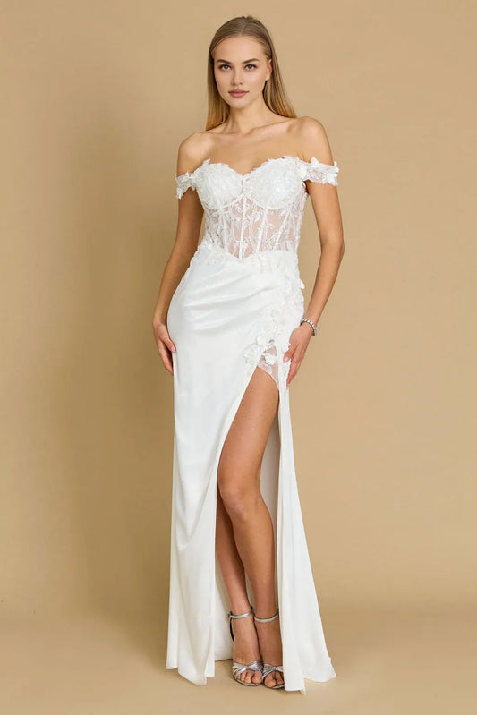 Dress Fitted Corset Off the Shoulder Formal Prom Dress Emerald Sheath/Column Side Slit Evening Dress