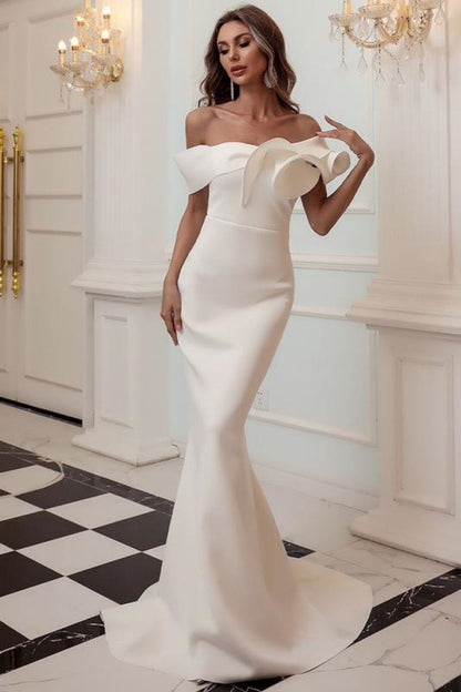 Slim Mermaid One Shoulder Sweep Train Prom Dress