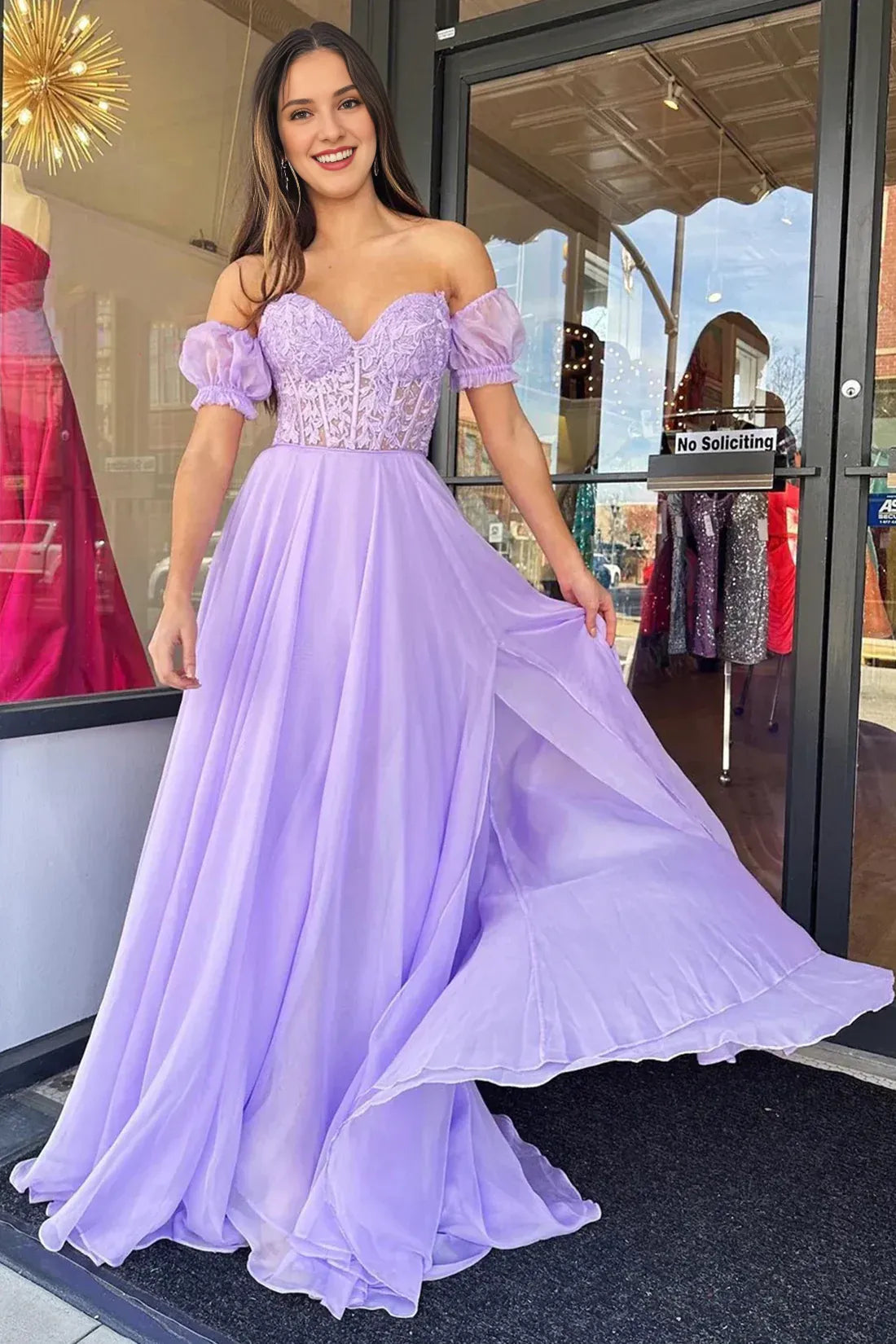 Lace Up Floor Length Off-the-Shoulder Tulle Backless Lace Long Evening Dress Corset