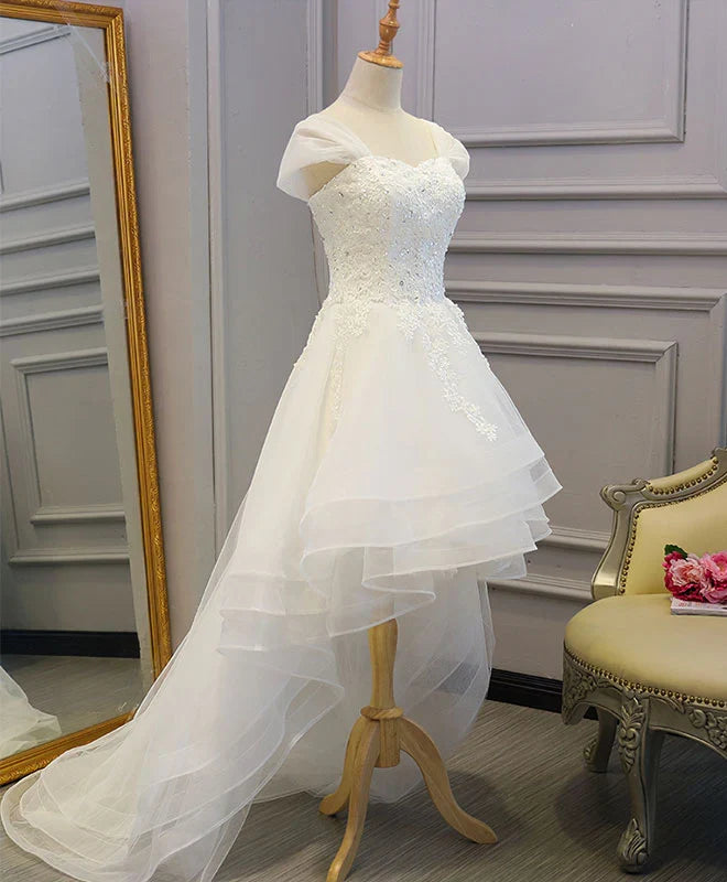 Lace Tulle High Low Homecoming Dress