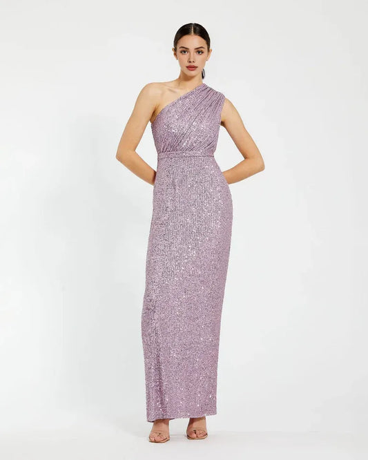 Dress Elegant Purple Sequin One Shoulder Dress With Waist Accentuated Design Radiating Charming Glamour Prom Dress