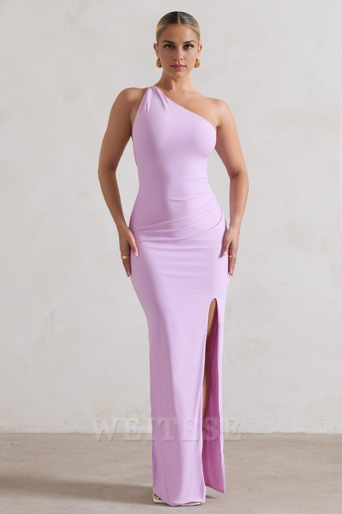 Dress Lemon One Shoulder Maxi Dress With Open Back Detail Prom Dress Sheath Floor Length Simple Bridesmaid Dress