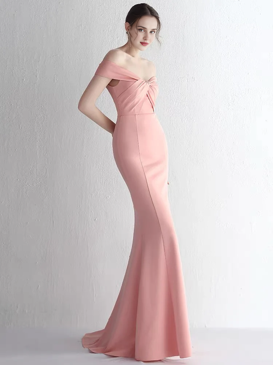 Formal Women's Dresses Off The Shoulder Pink Mermaid Long Prom Dress Formal Party Dress Prom Dresses Stores