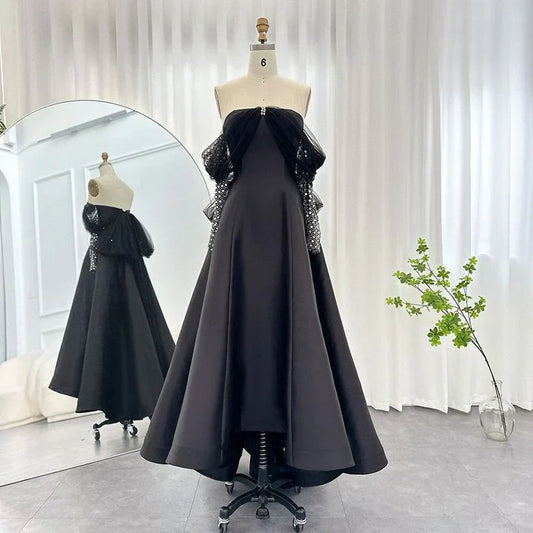 Formal Women's Dresses Black Dreamy Crystal Luxury Evening Dresses Long Sleeve Party Prom Dress Prom Dresses Stores