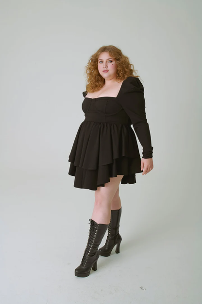 Long Sleeved Square Collar Tight Corset With Irregular Hem Homecoming Dress