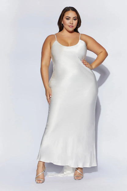Low Back Maxi Dress With Bow Train Affordable Beach Wedding Dresses No Slit Floor Length Dresses For Wedding