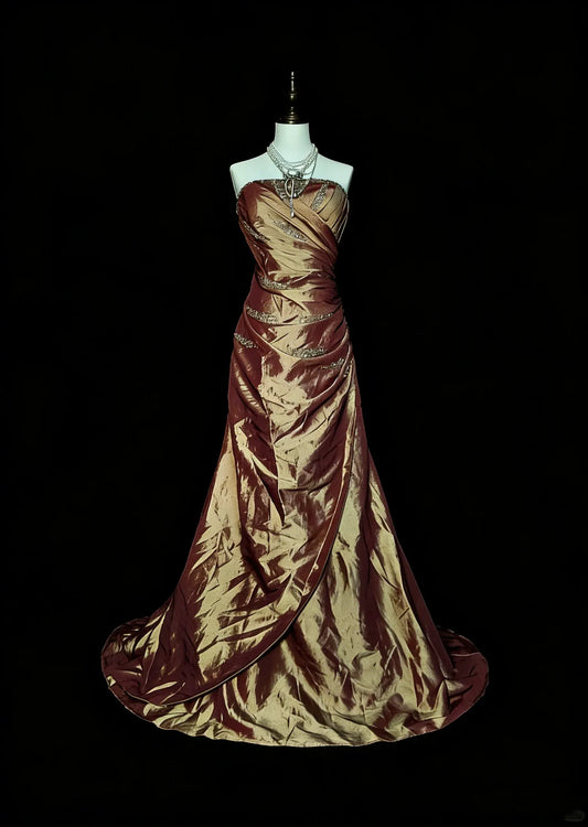 Luxurious Mermaid Strapless Sweetheart Sleeveless Zip Back Floor-Length Banquet Dress