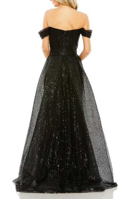 Luxury Fitted Off the Shoulder Sleeveless Sequin Sweep/Brush Train Prom Dress
