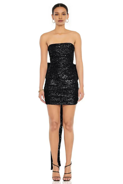 Luxury Fitted Strapless Sleeveless Sequins Short-Mini Homecoming Dress