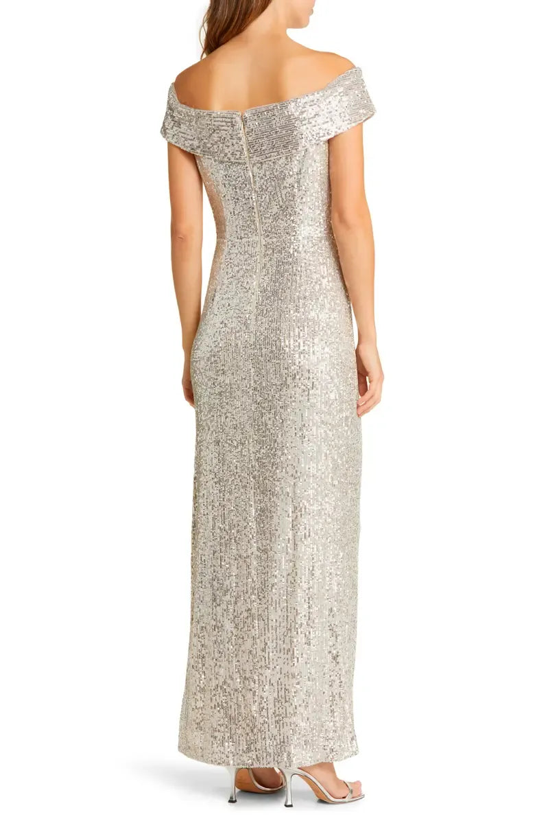 Luxury Mermaid Off the Shoulder Sleeveless Sequin Ankle-Length Prom Dress
