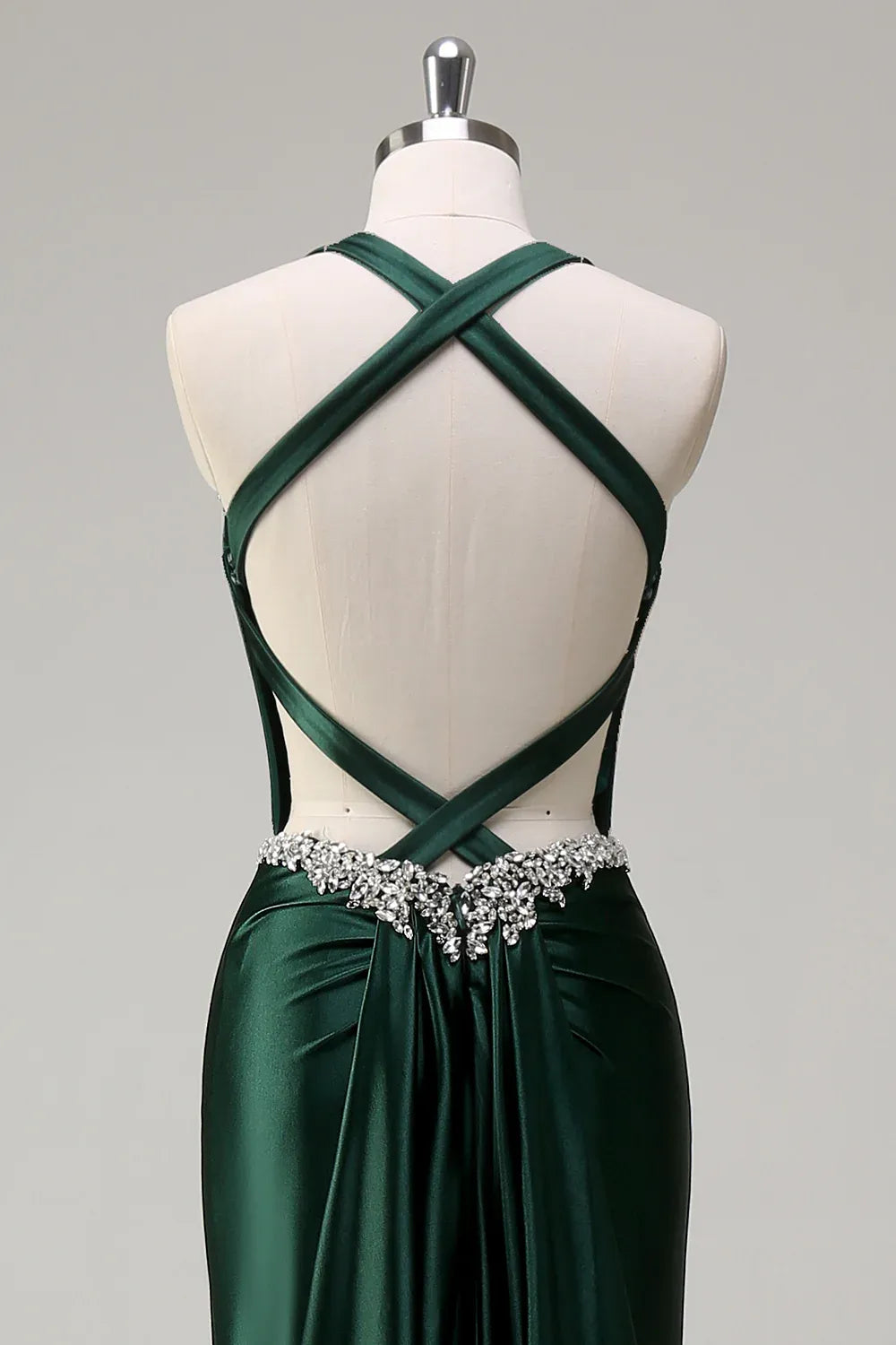 Luxury Mermaid/Trumpet Halter-Neck Sleeveless Satin Sweep/Brush Train Evening Dress