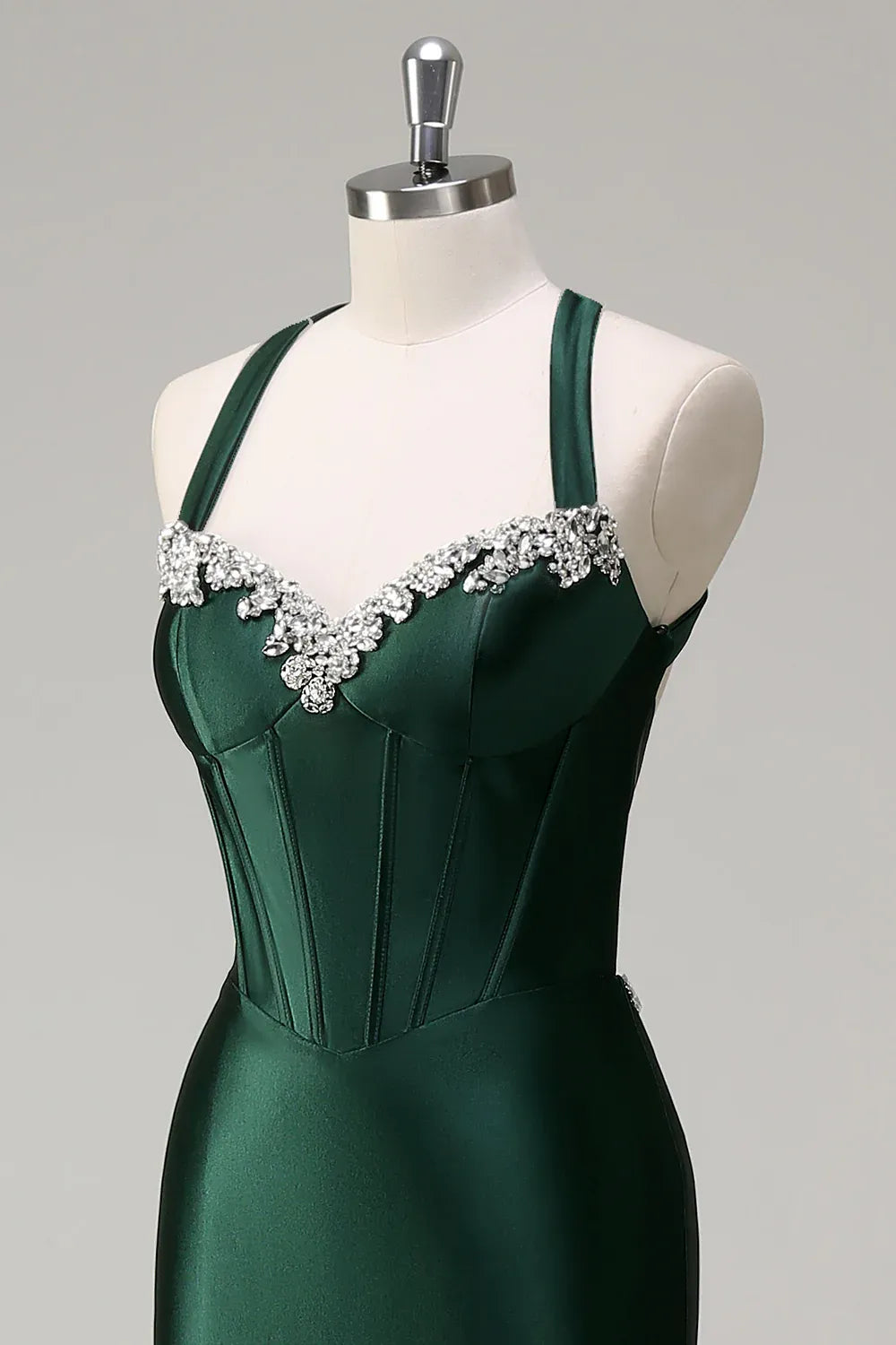 Luxury Mermaid/Trumpet Halter-Neck Sleeveless Satin Sweep/Brush Train Evening Dress